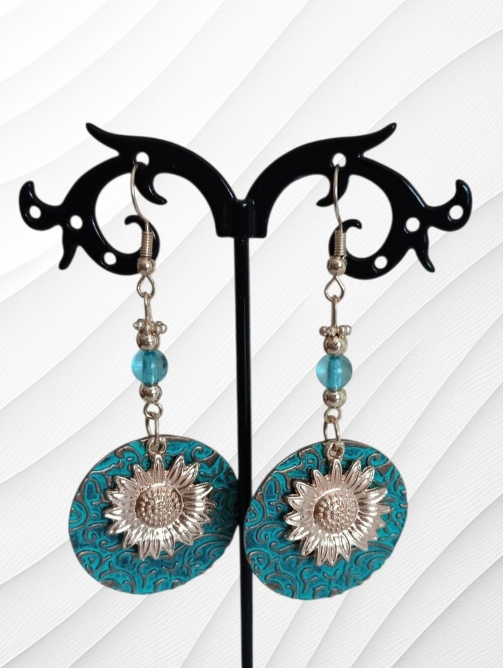 Boho Gold Sunflower Earrings